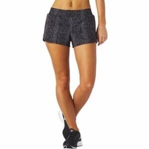 Glyder Womens Black Snakeskin Lined Running Shorts, Medium
